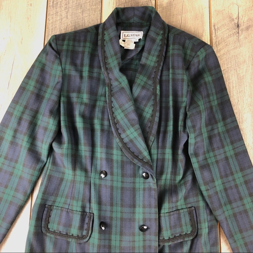 VTG L. G. Star Plaid Shoulder Pads Jacket Sz 10 - Picture 2 of 8